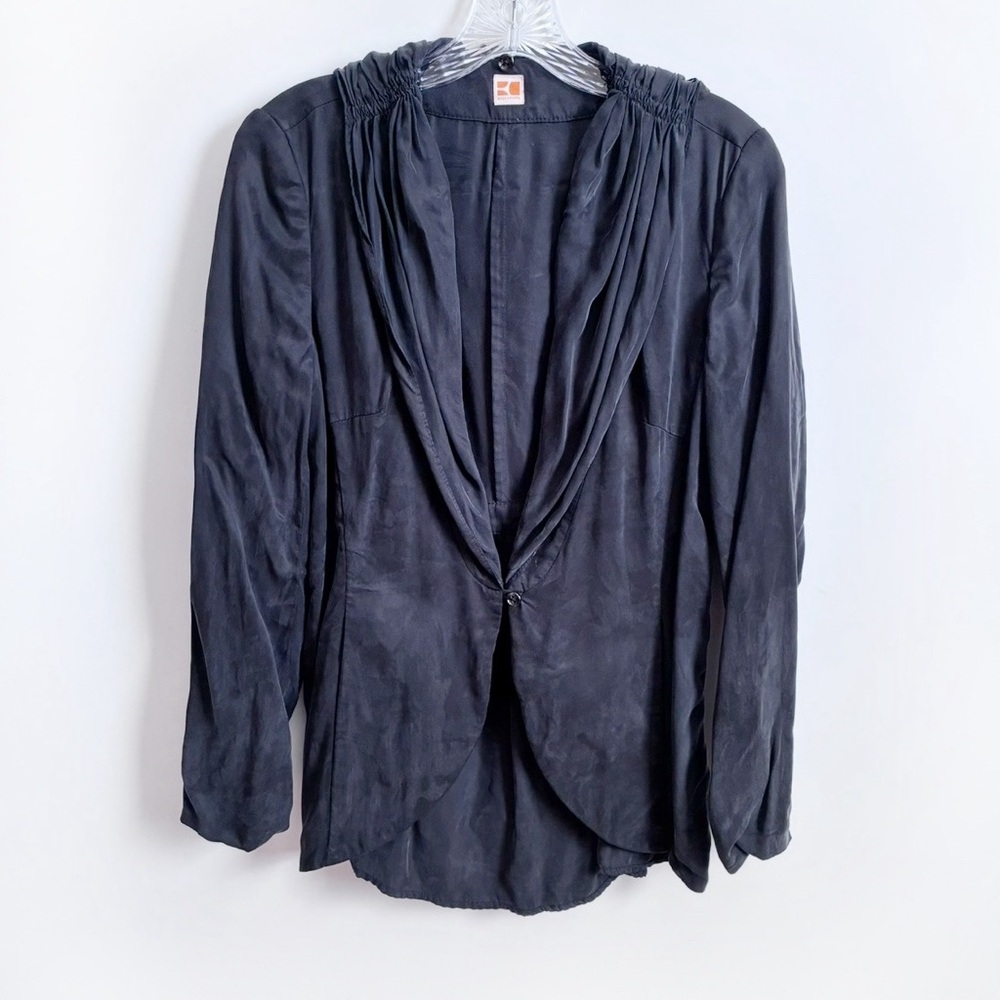 Hugo Boss Orange blazer black slouchy ruched hooded drape single button